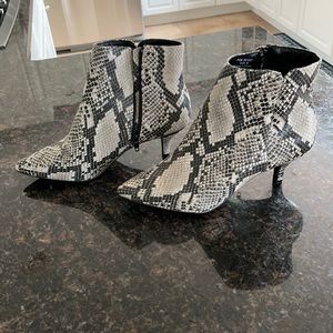 Faux snakeskin ankle boots
